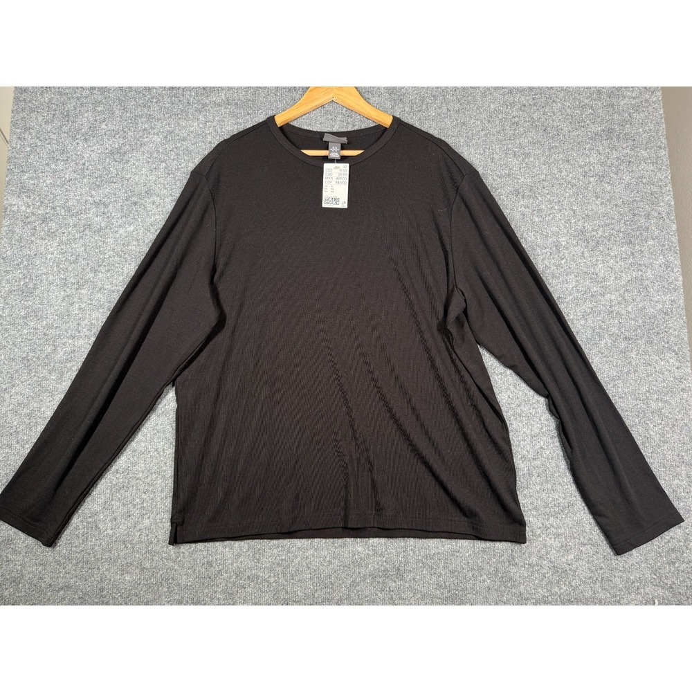 NWT H&M Heavyweight Jersey Top Mens XL Black Regular Fit Wool Blend Long Sleeve